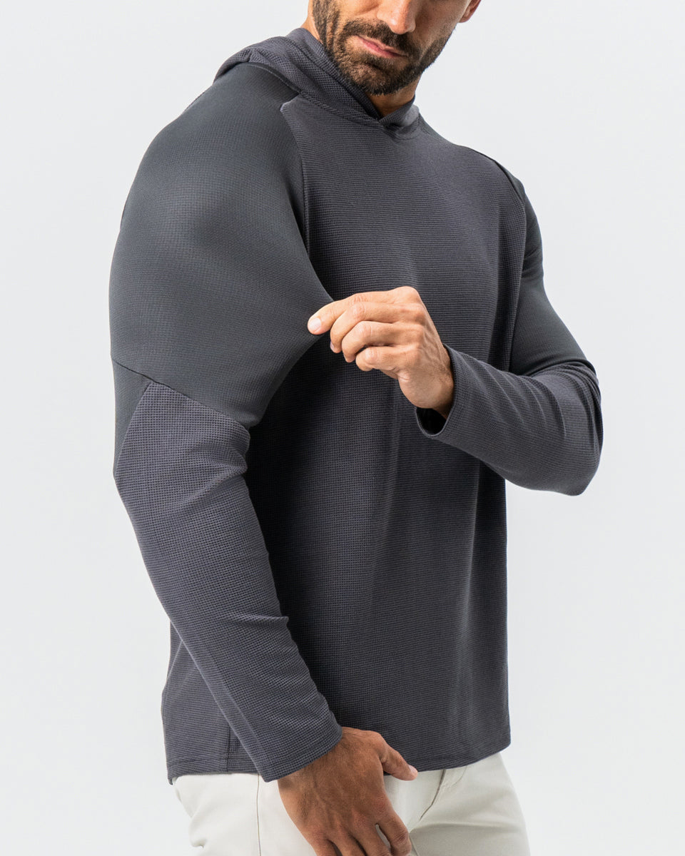 Waffle Knit Hoodie - Charcoal