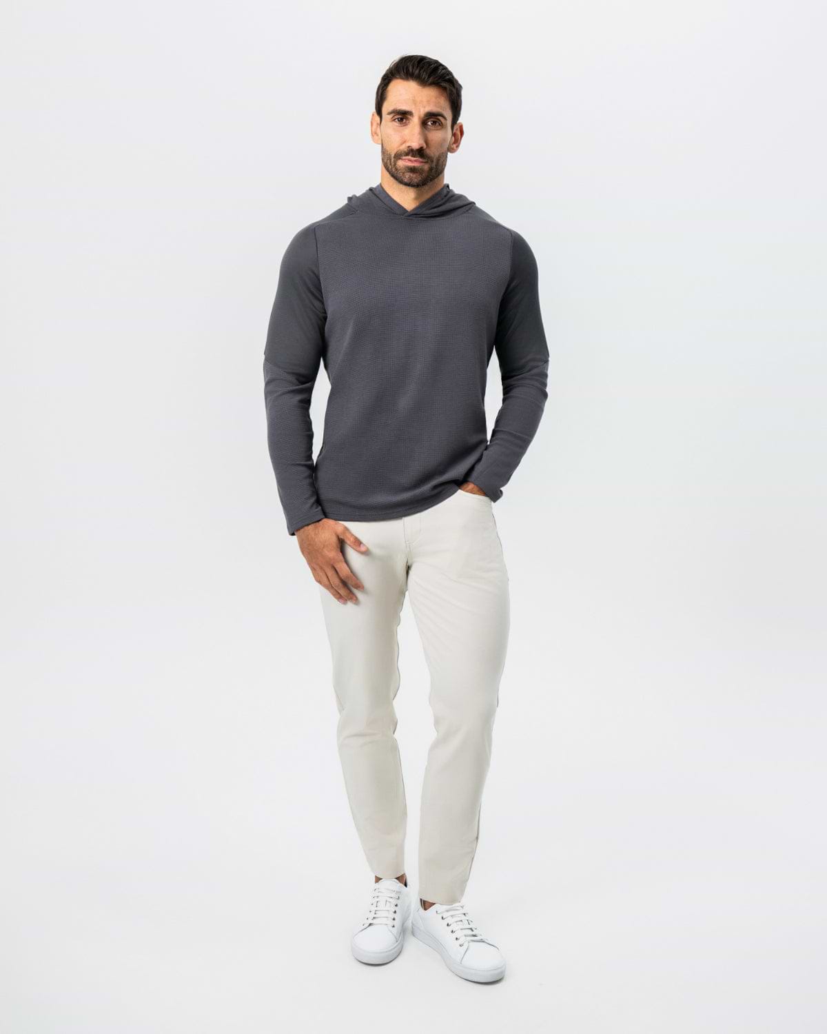 Waffle Knit Hoodie - Charcoal