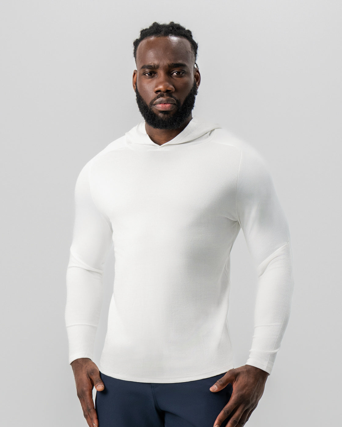 Waffle Knit Hoodie - Cream