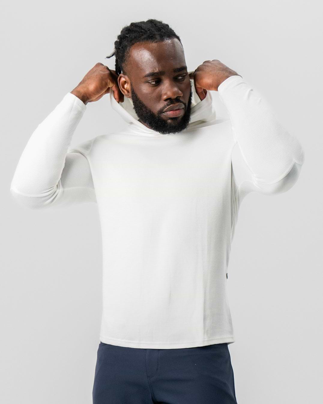 Waffle Knit Hoodie - Cream