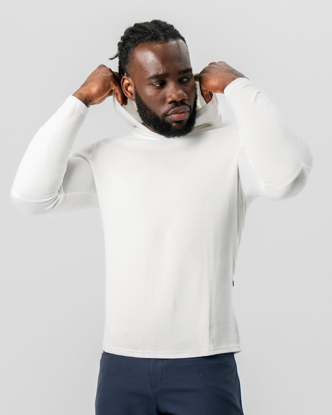 Waffle Knit Hoodie - Cream