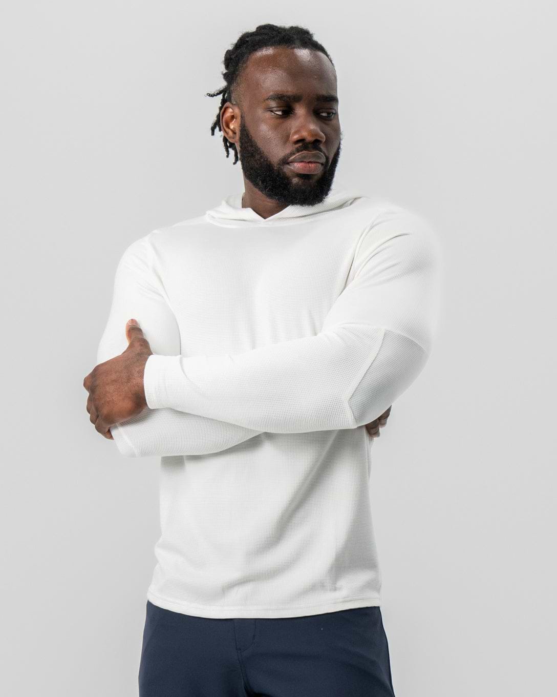 Waffle Knit Hoodie - Cream