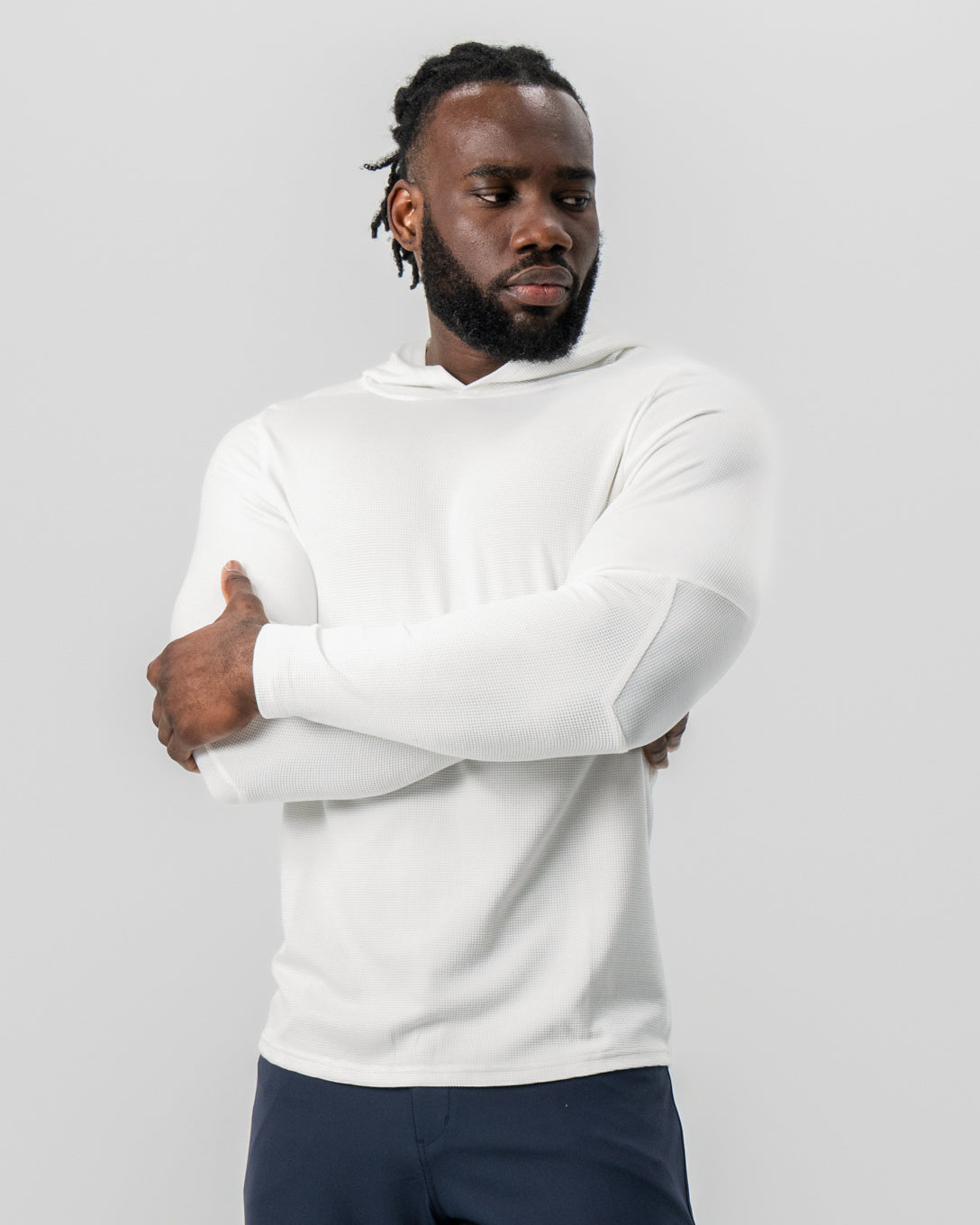 Waffle Knit Hoodie - Cream