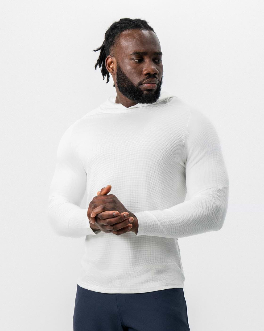 Waffle Knit Hoodie - Cream