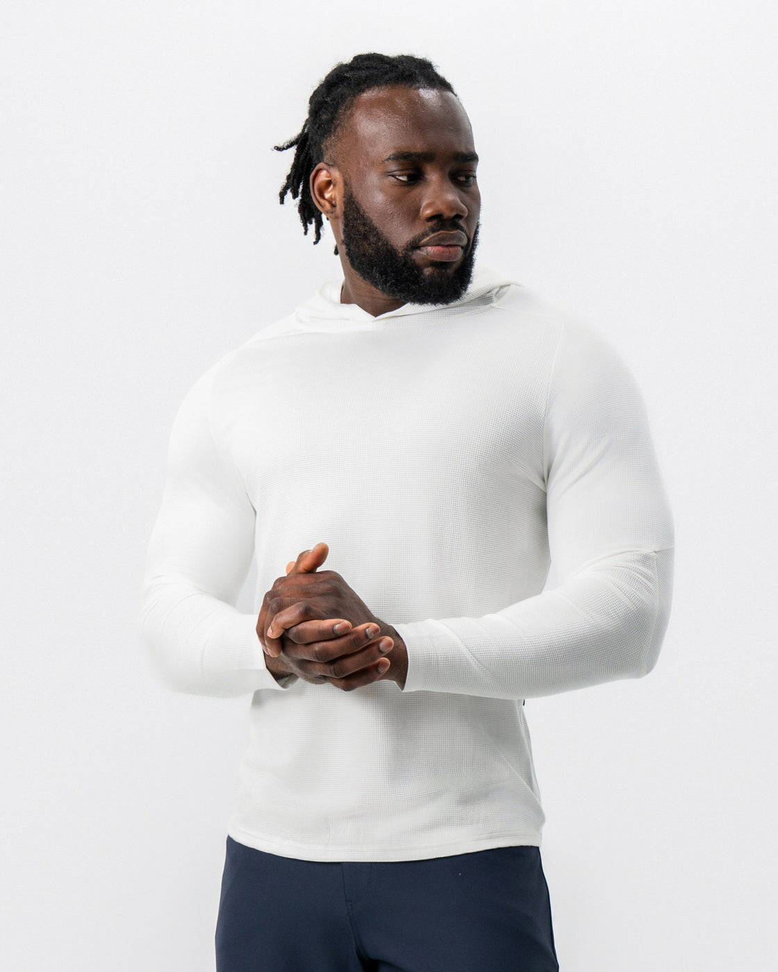 Waffle Knit Hoodie - Cream