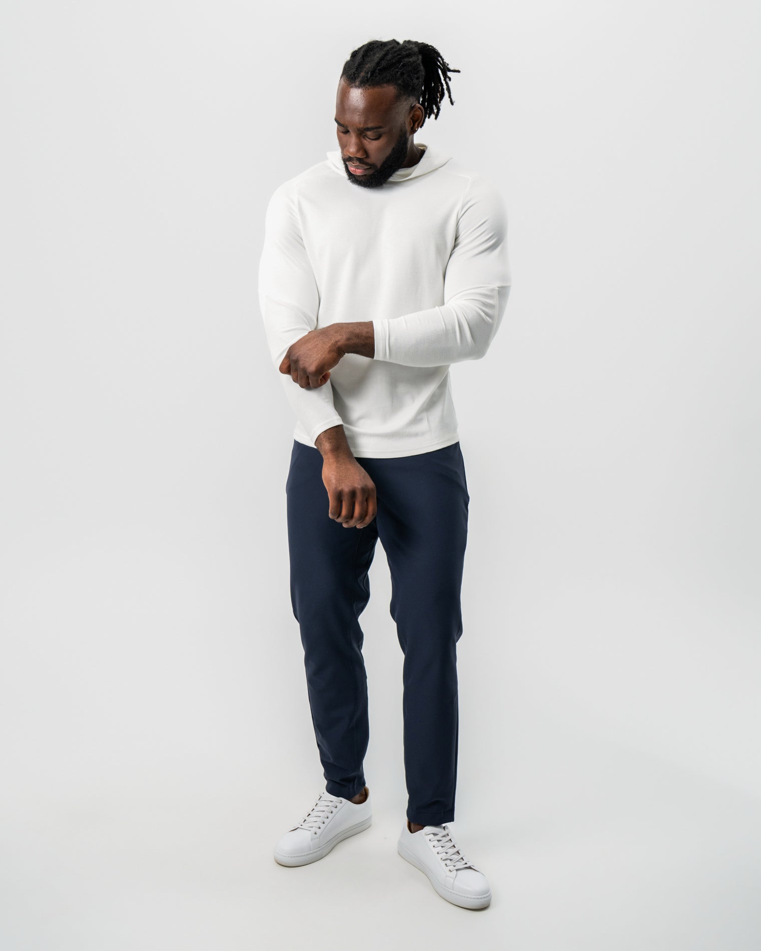 Waffle Knit Hoodie - Cream