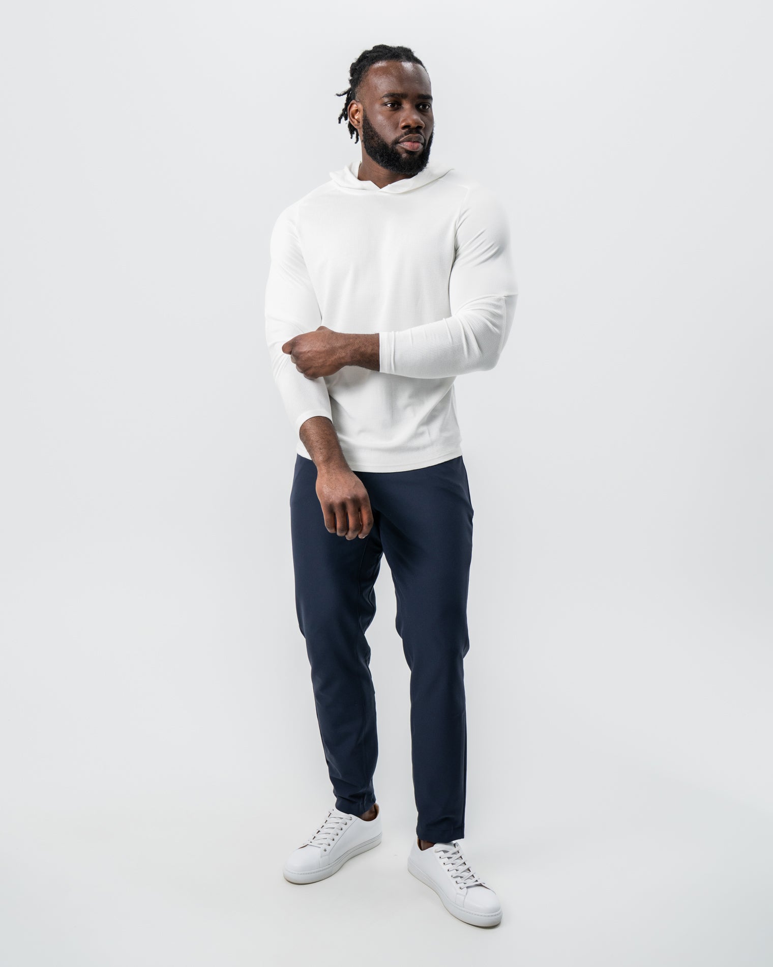 Waffle Knit Hoodie - Cream