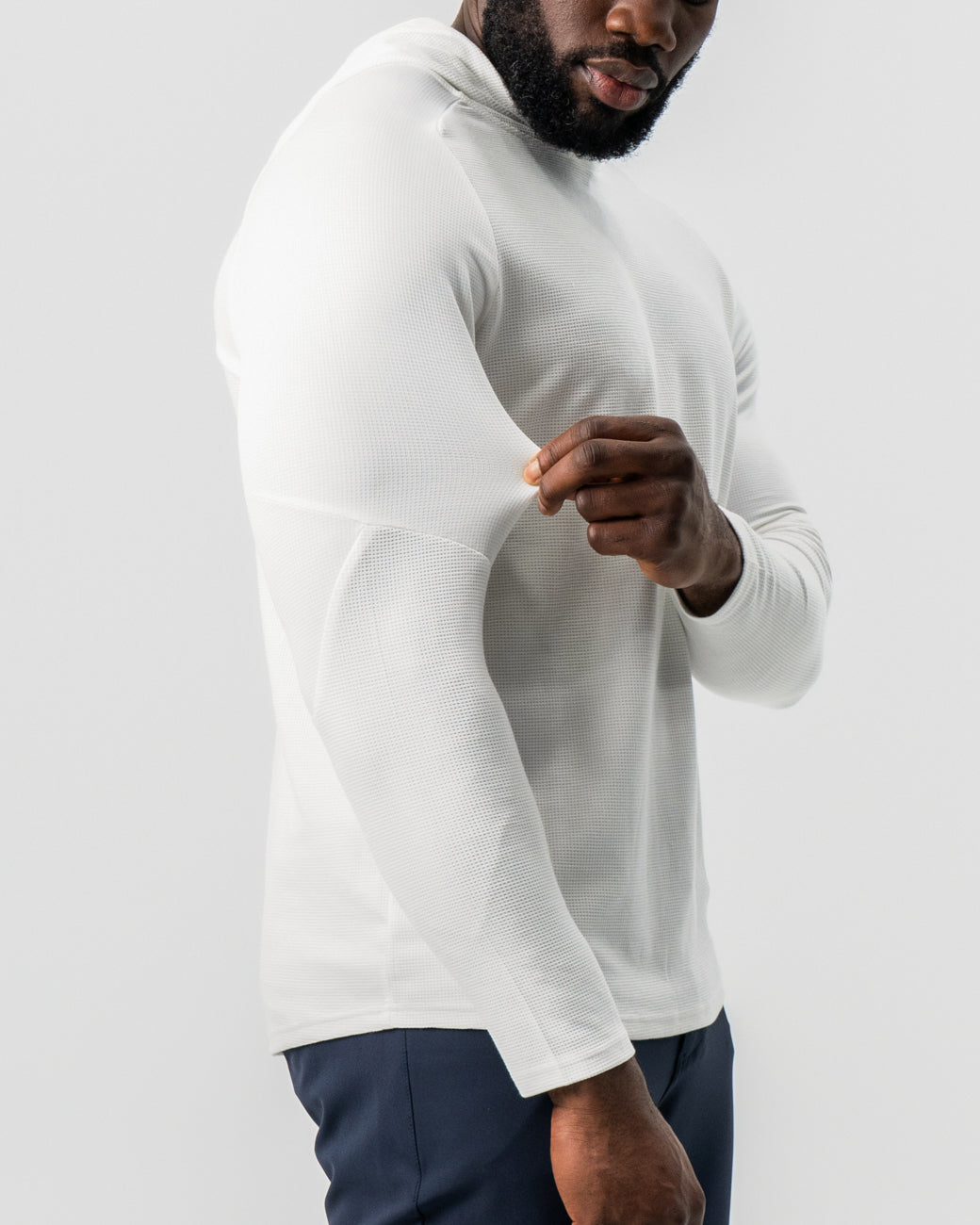 Waffle Knit Hoodie - Cream