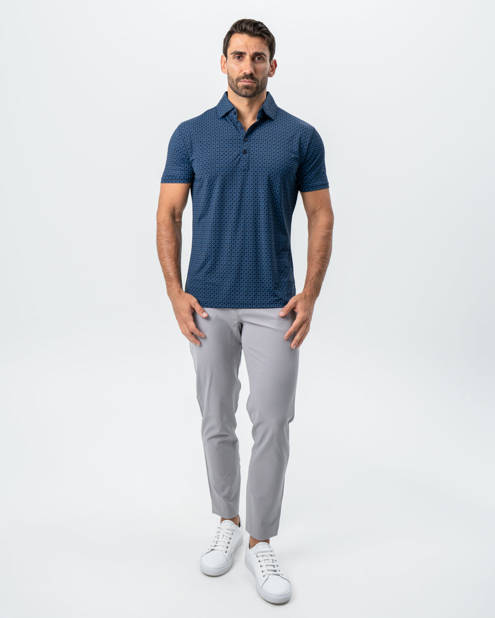 "The Zeus" Diamond Navy & Light Blue Circle Polo