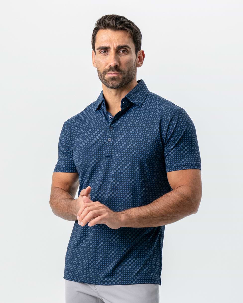 "The Zeus" Diamond Navy & Light Blue Circle Polo