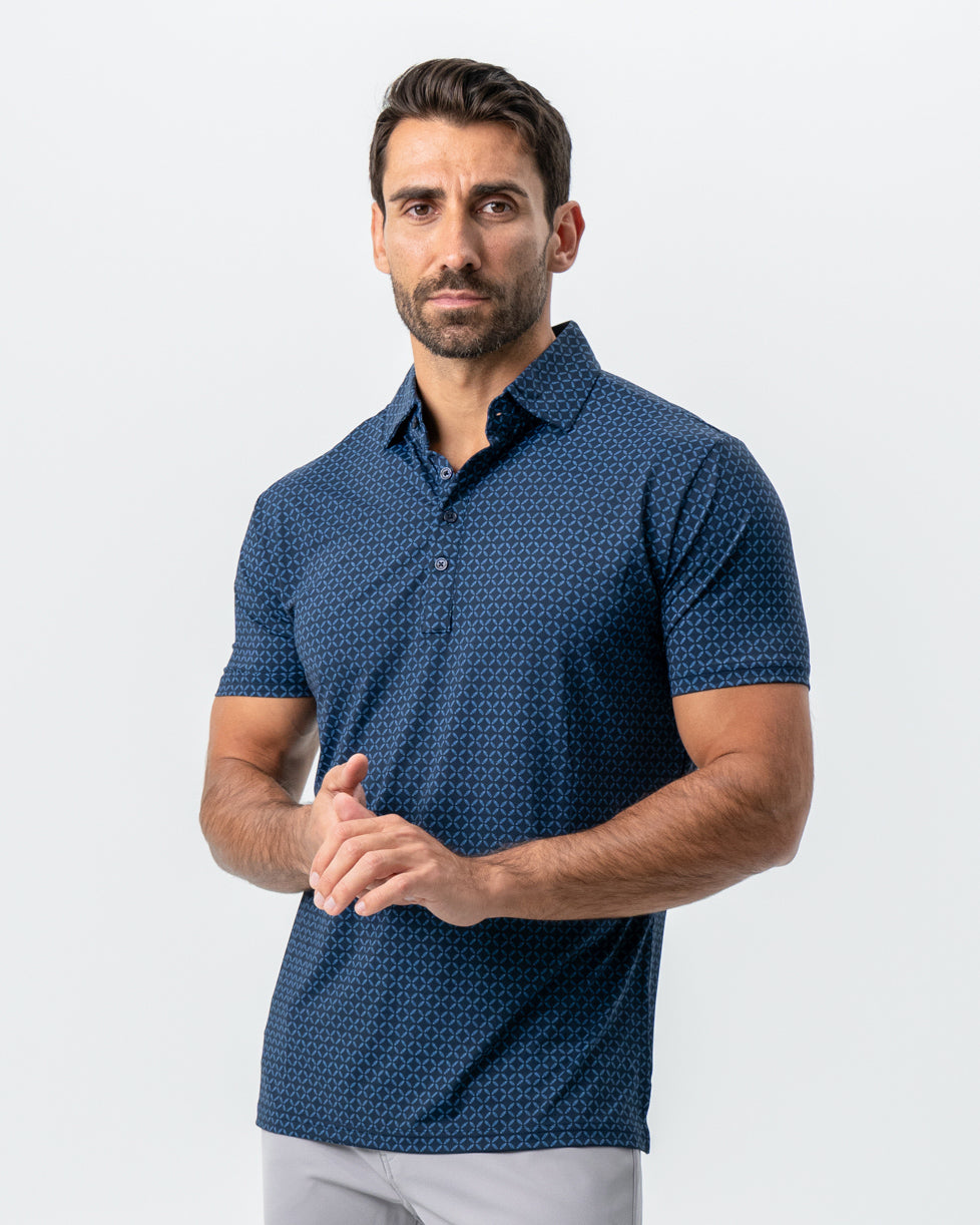 "The Zeus" Diamond Navy & Light Blue Circle Polo