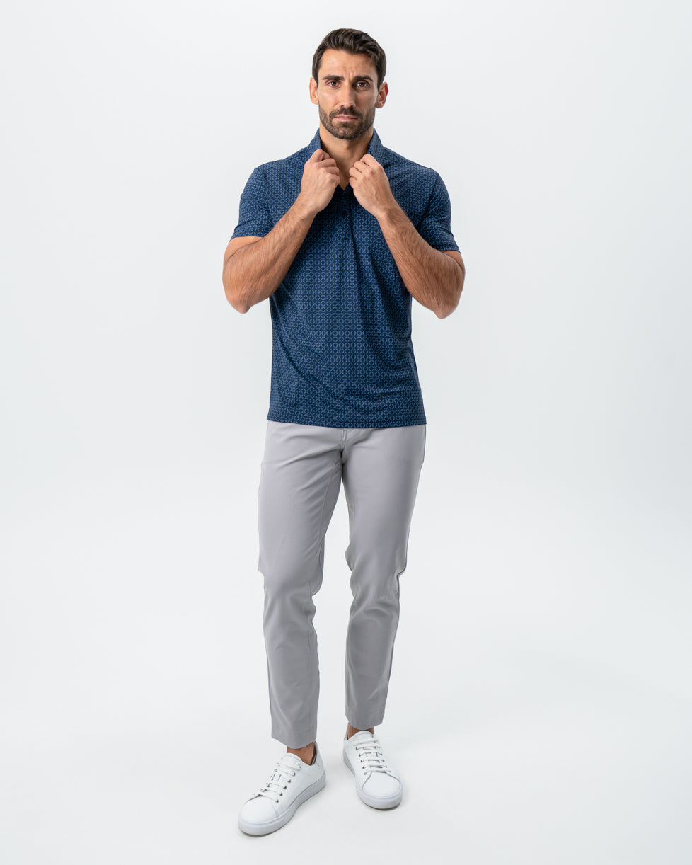 "The Zeus" Diamond Navy & Light Blue Circle Polo