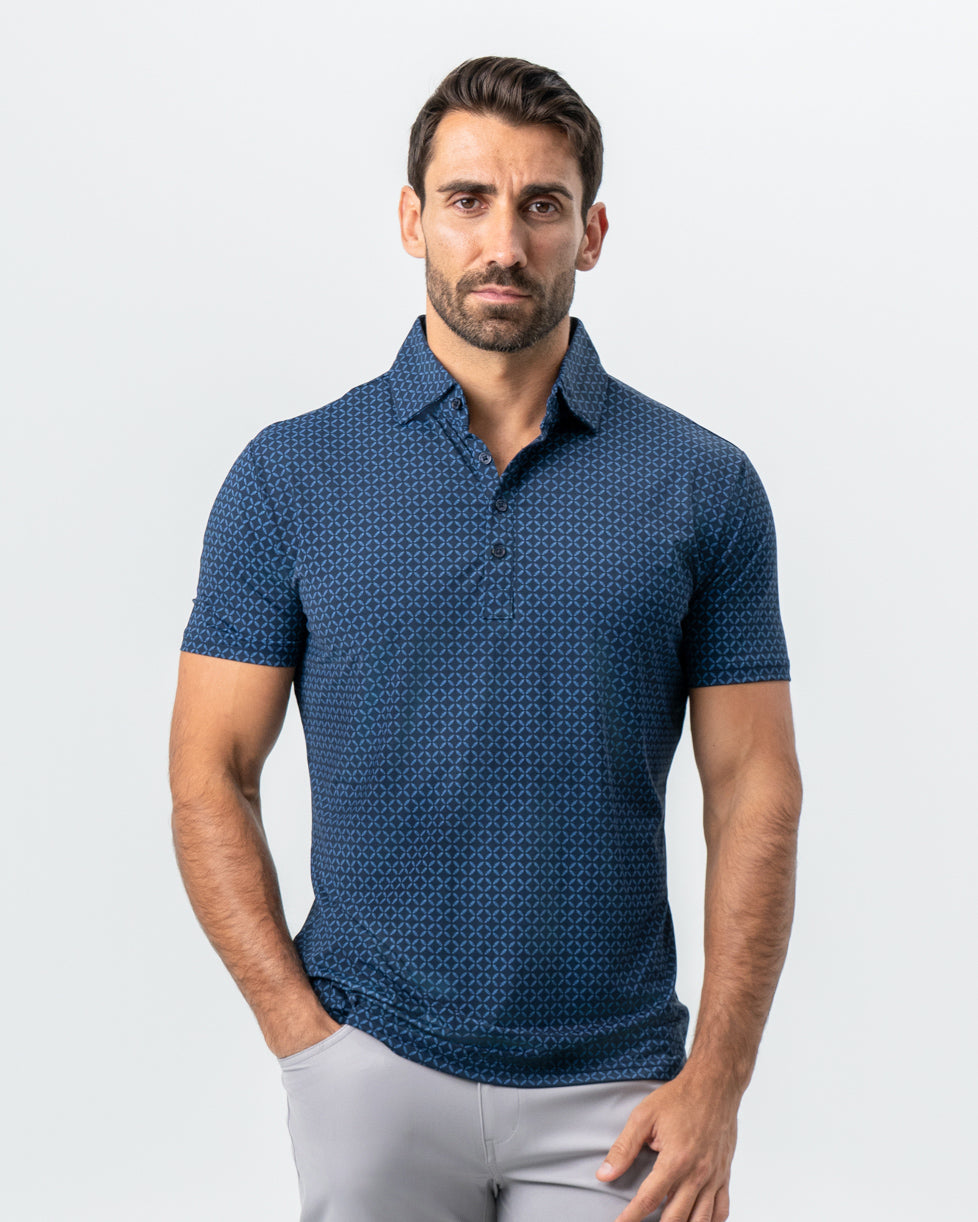 "The Zeus" Diamond Navy & Light Blue Circle Polo