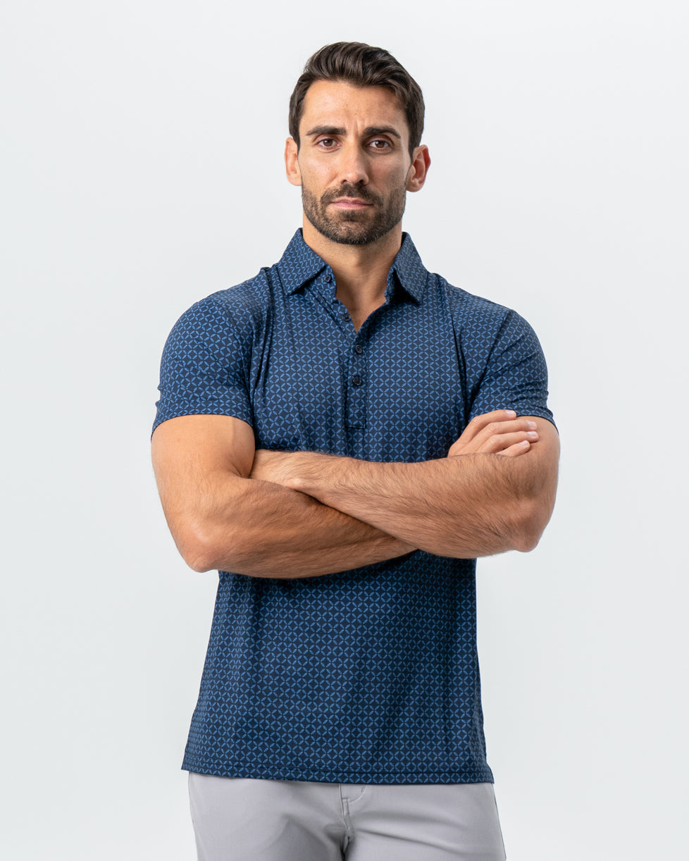 "The Zeus" Diamond Navy & Light Blue Circle Polo