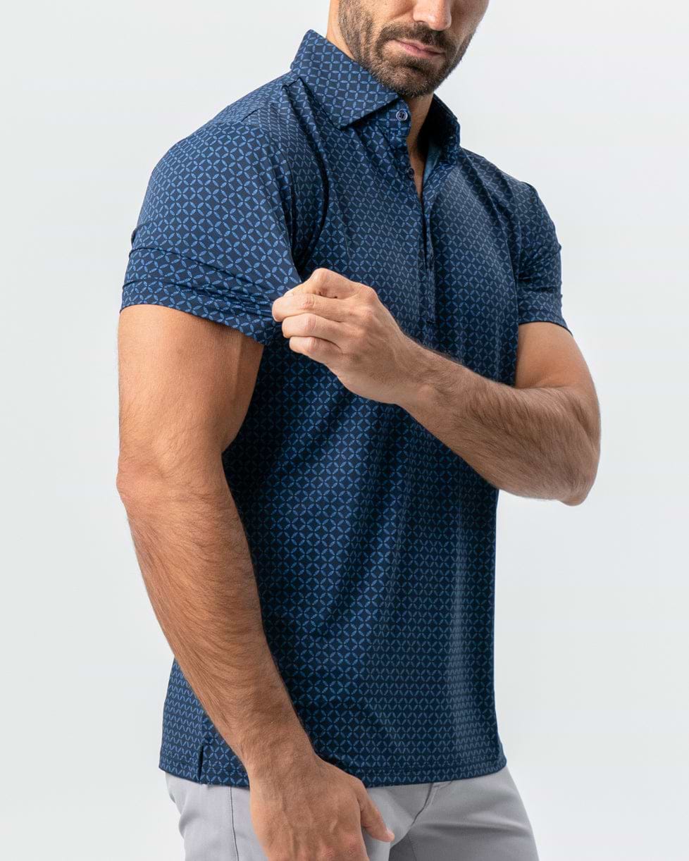"The Zeus" Diamond Navy & Light Blue Circle Polo