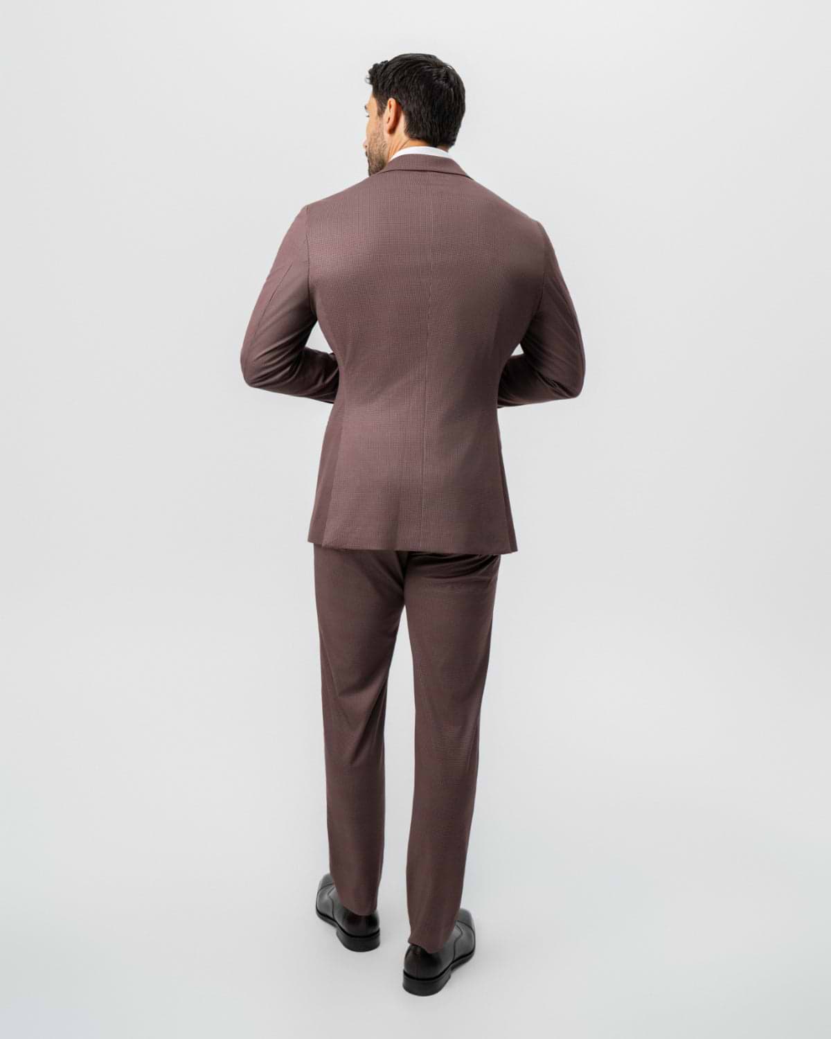 Athletic Fit Stretch Suit - Brick Houndstooth