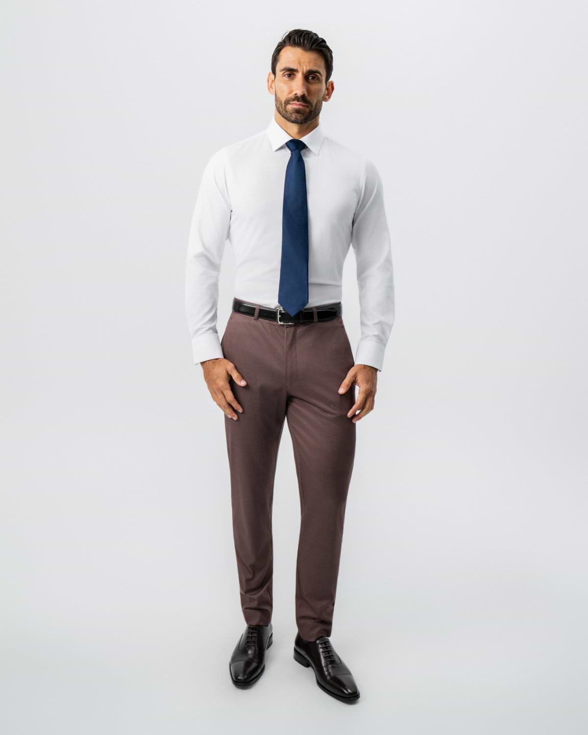 Athletic Fit Stretch Suit - Brick Houndstooth