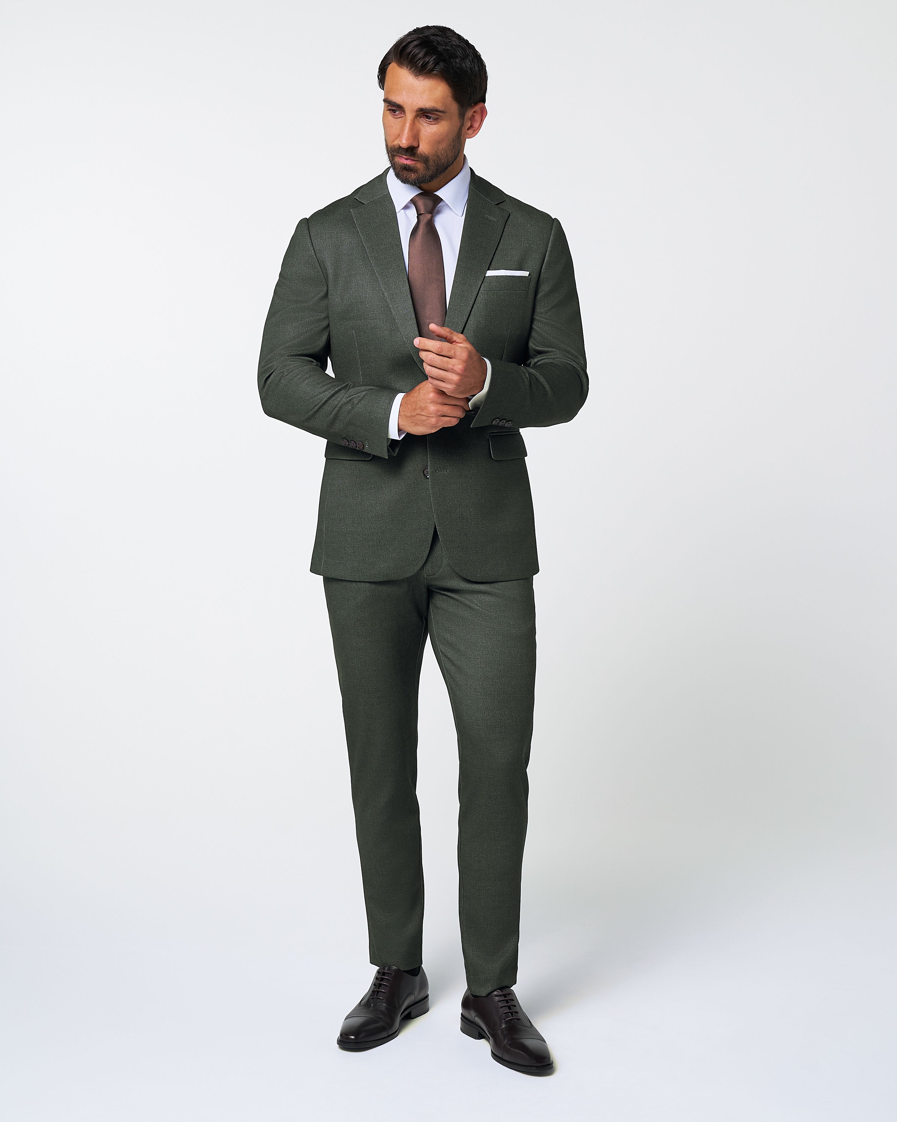 Athletic Fit Stretch Suit - Deep Olive