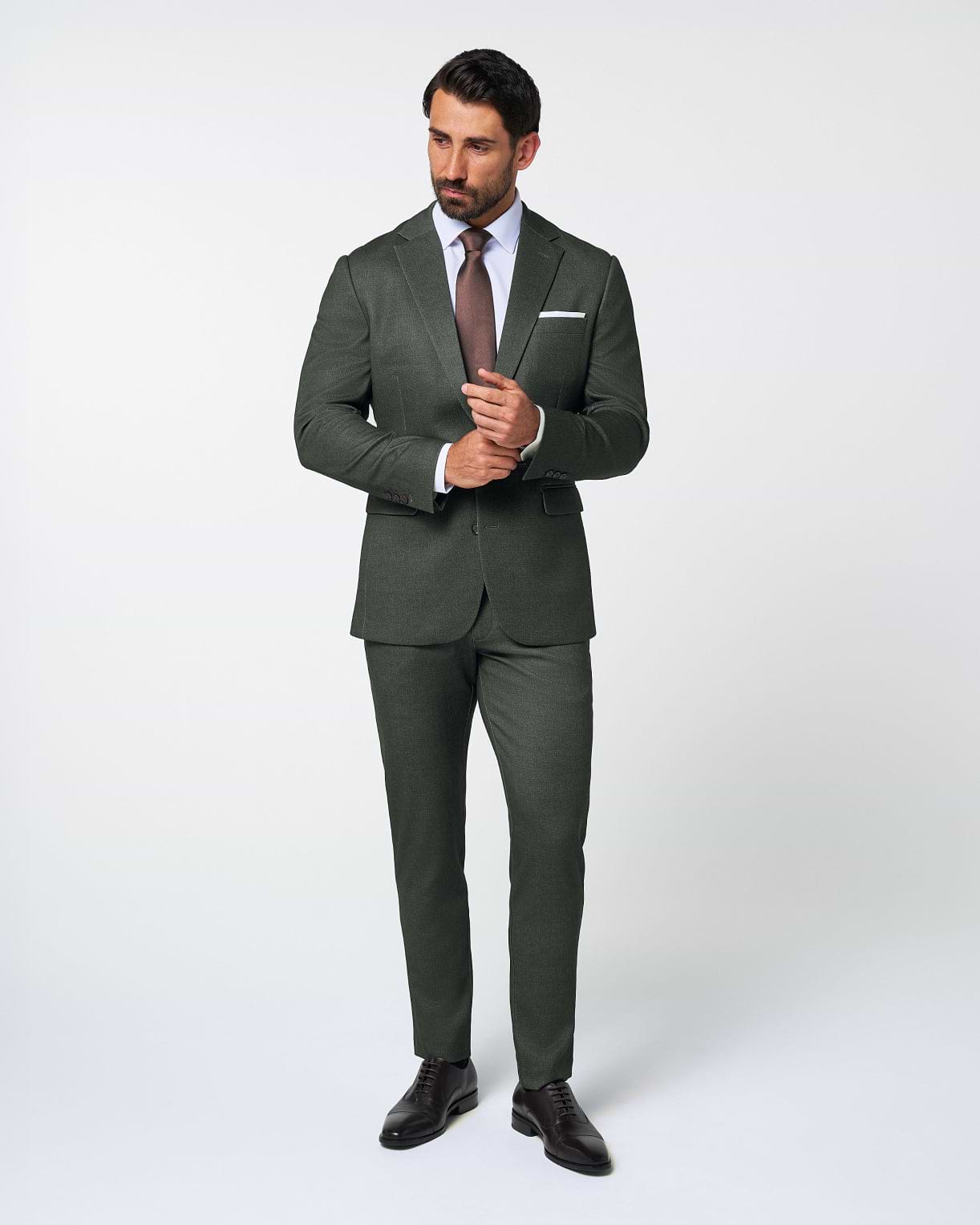 Athletic Fit Stretch Suit - Deep Olive