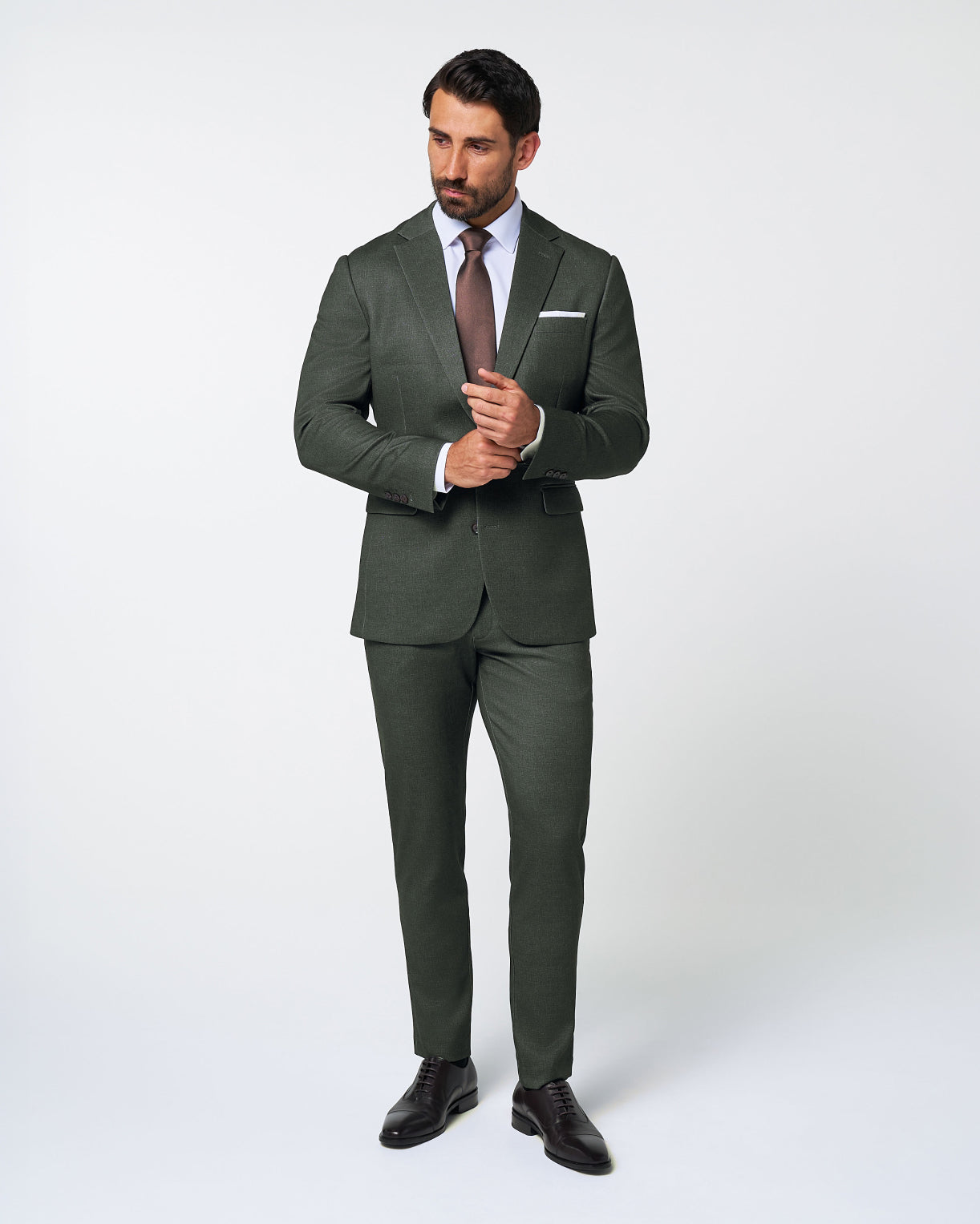 Athletic Fit Stretch Suit - Deep Olive