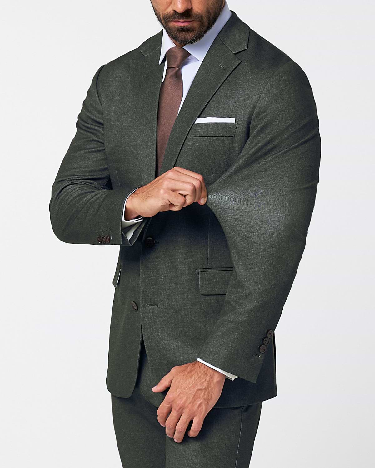 Athletic Fit Stretch Suit - Deep Olive