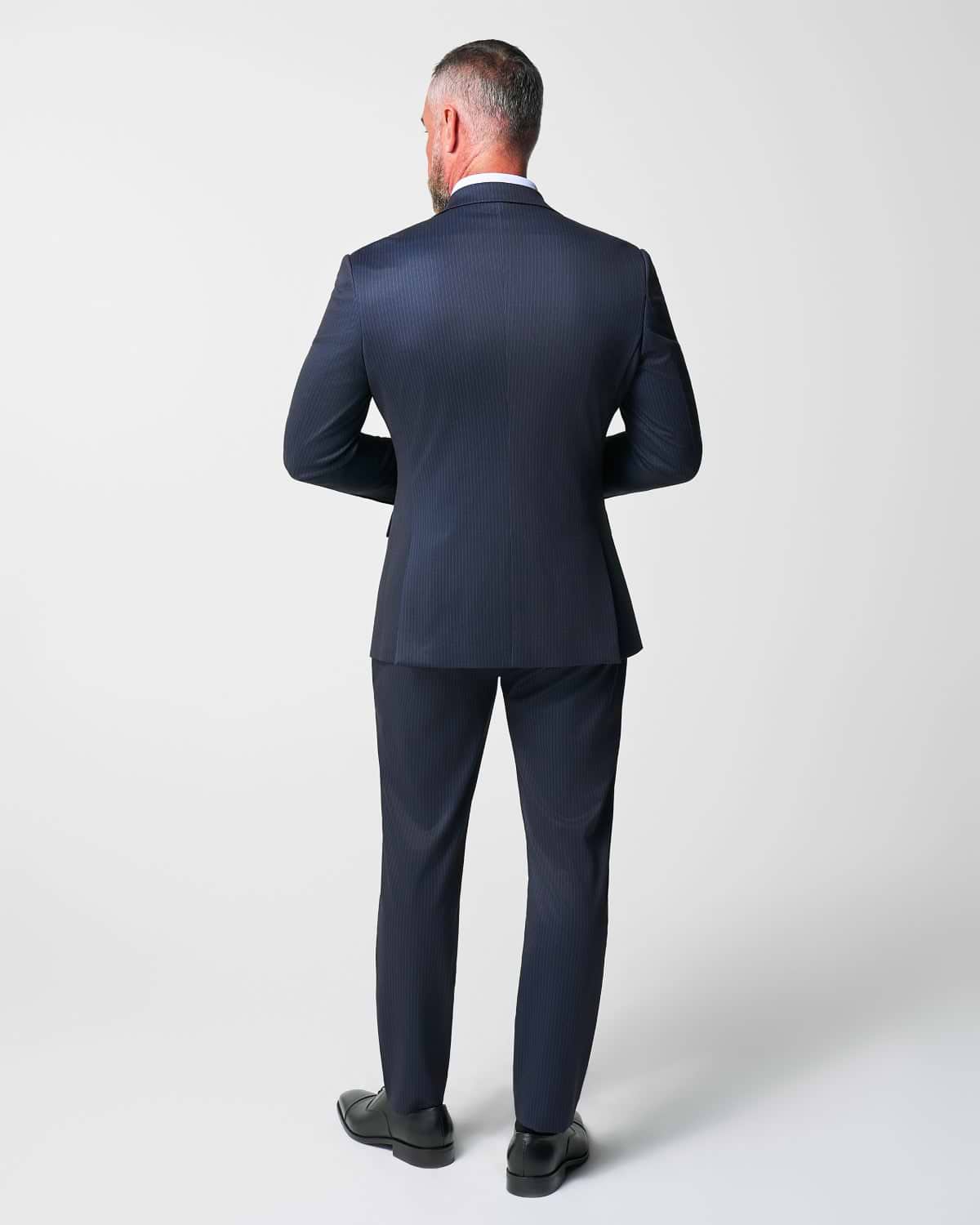 Athletic Fit Stretch Suit - Knit Blue Chalk Stripe