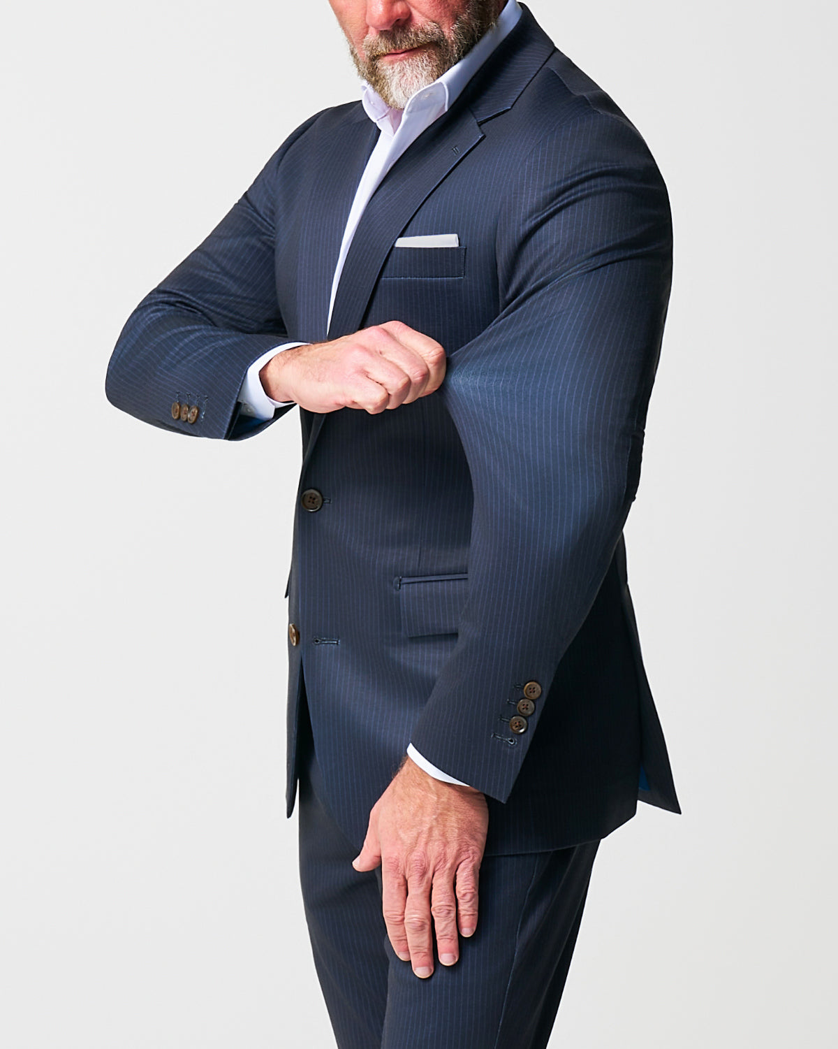 Athletic Fit Stretch Suit - Knit Blue Chalk Stripe