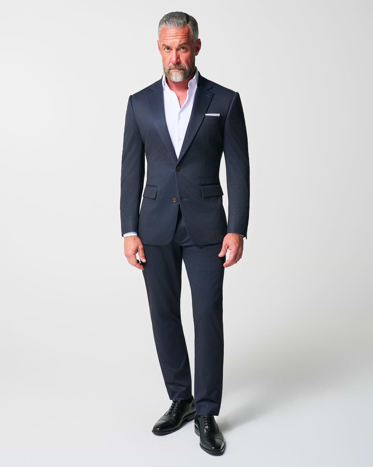 Athletic Fit Stretch Suit - Knit Blue Chalk Stripe