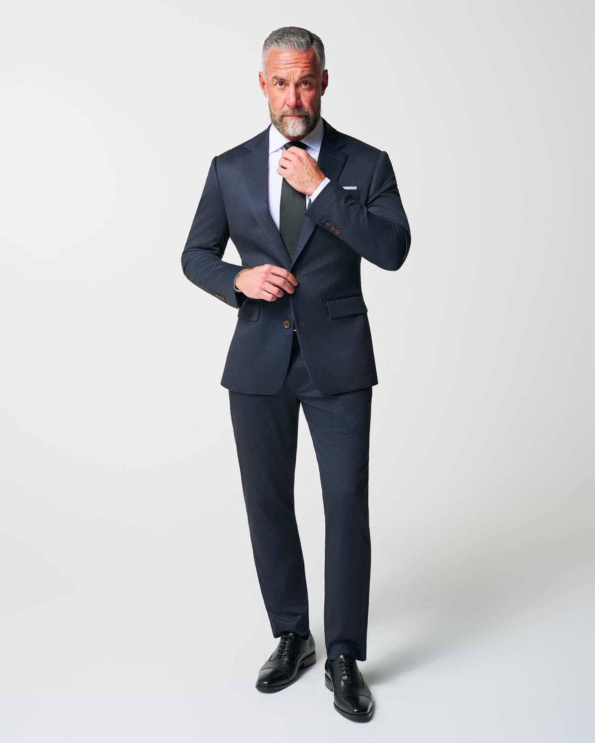 Athletic Fit Stretch Suit - Knit Blue Chalk Stripe