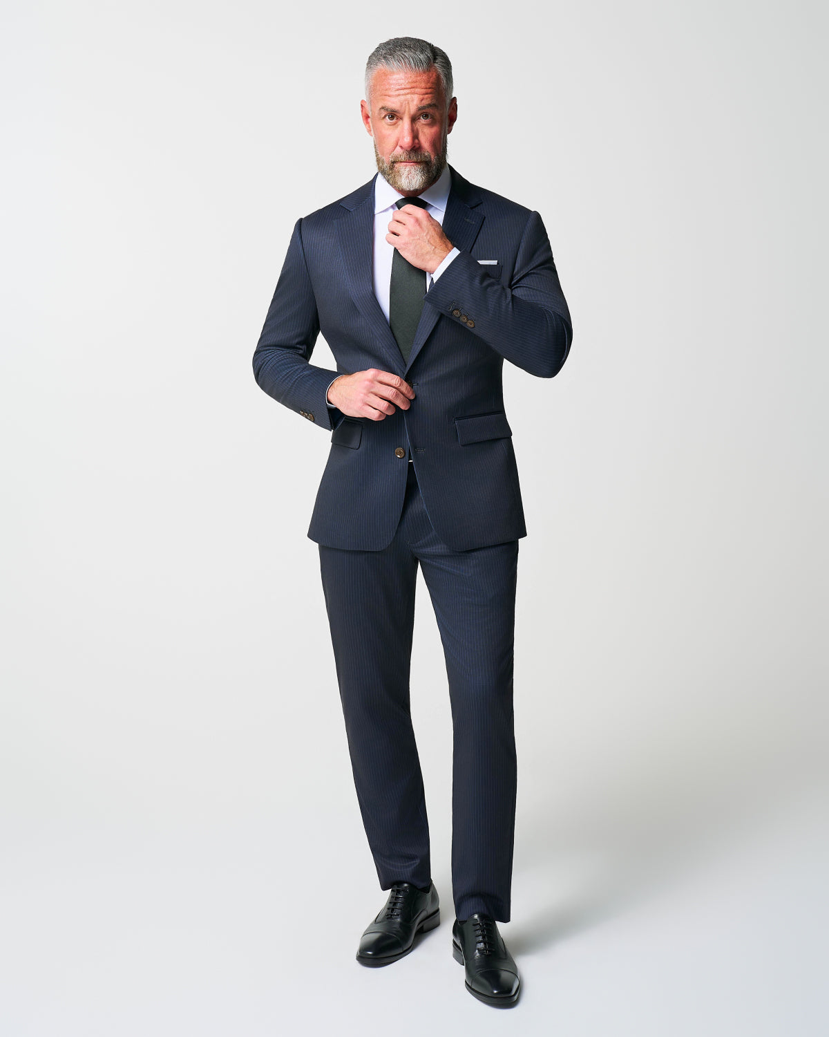 Athletic Fit Stretch Suit - Knit Blue Chalk Stripe