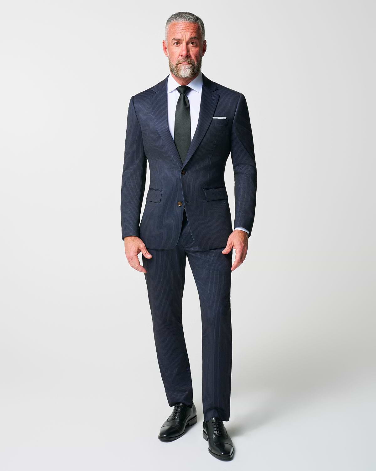 Athletic Fit Stretch Suit - Knit Blue Chalk Stripe