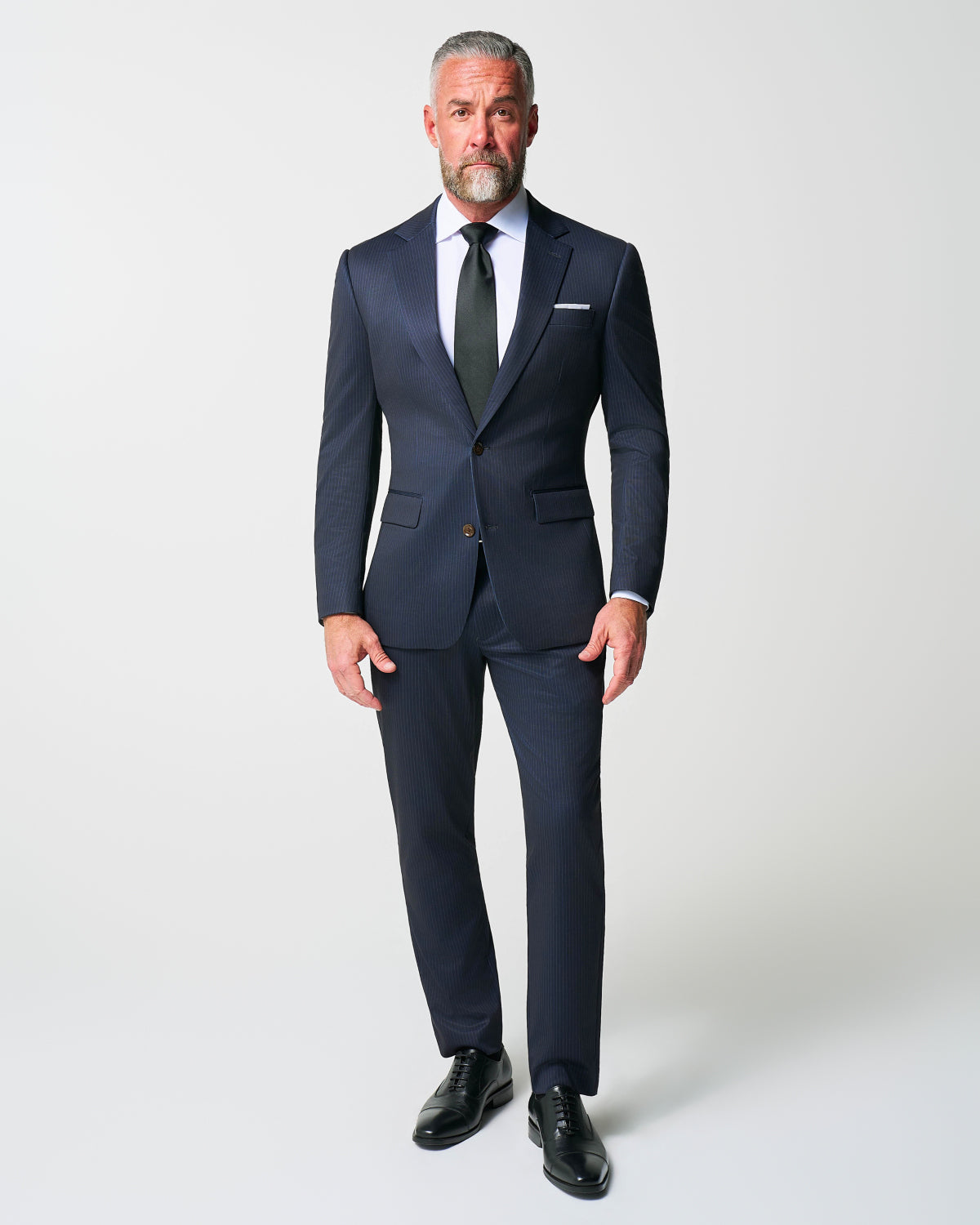 Athletic Fit Stretch Suit - Knit Blue Chalk Stripe