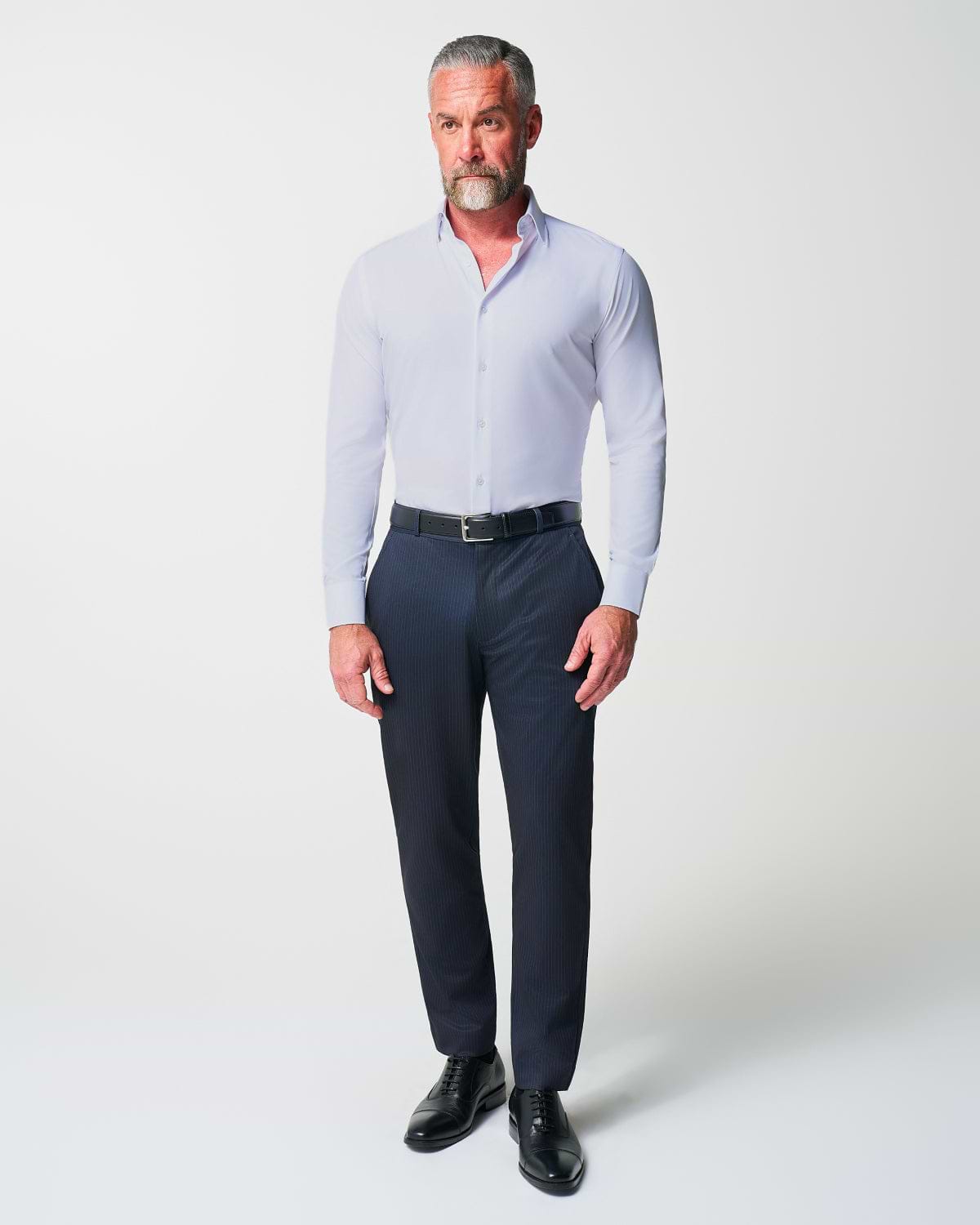 Athletic Fit Stretch Suit - Knit Blue Chalk Stripe