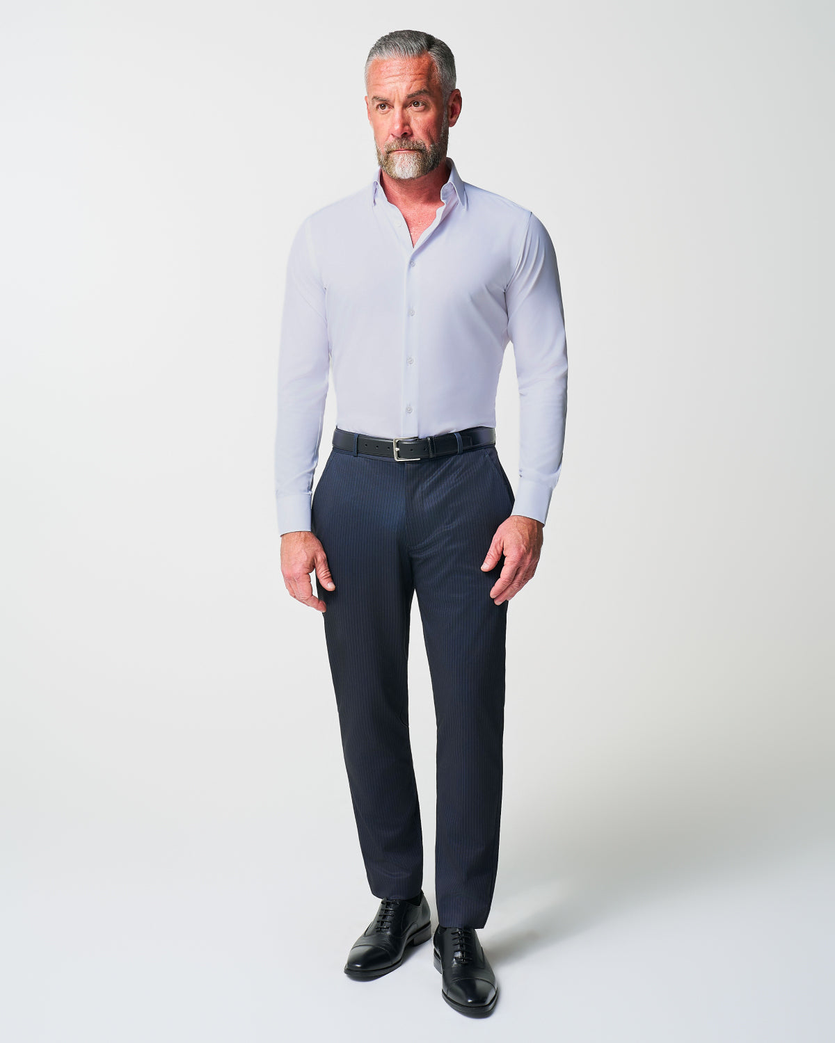 Athletic Fit Stretch Suit - Knit Blue Chalk Stripe