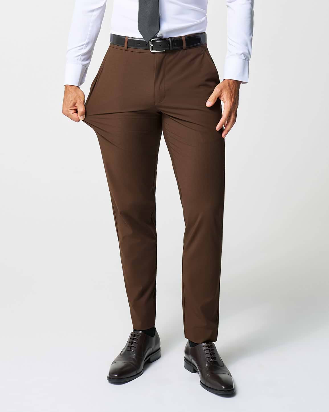 Athletic Fit Stretch Suit - Lightweight Heathered Chocolate