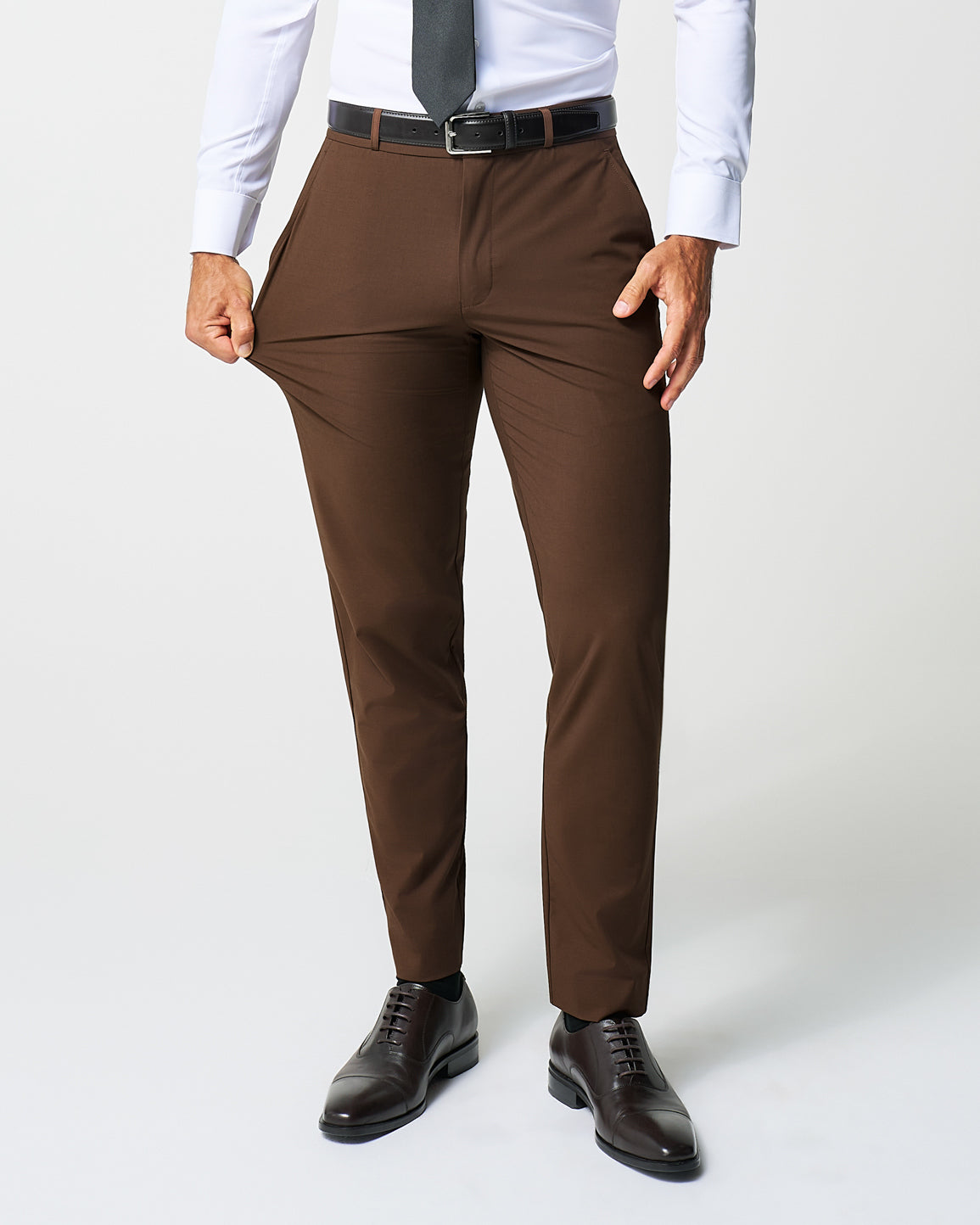 Athletic Fit Stretch Suit - Lightweight Heathered Chocolate