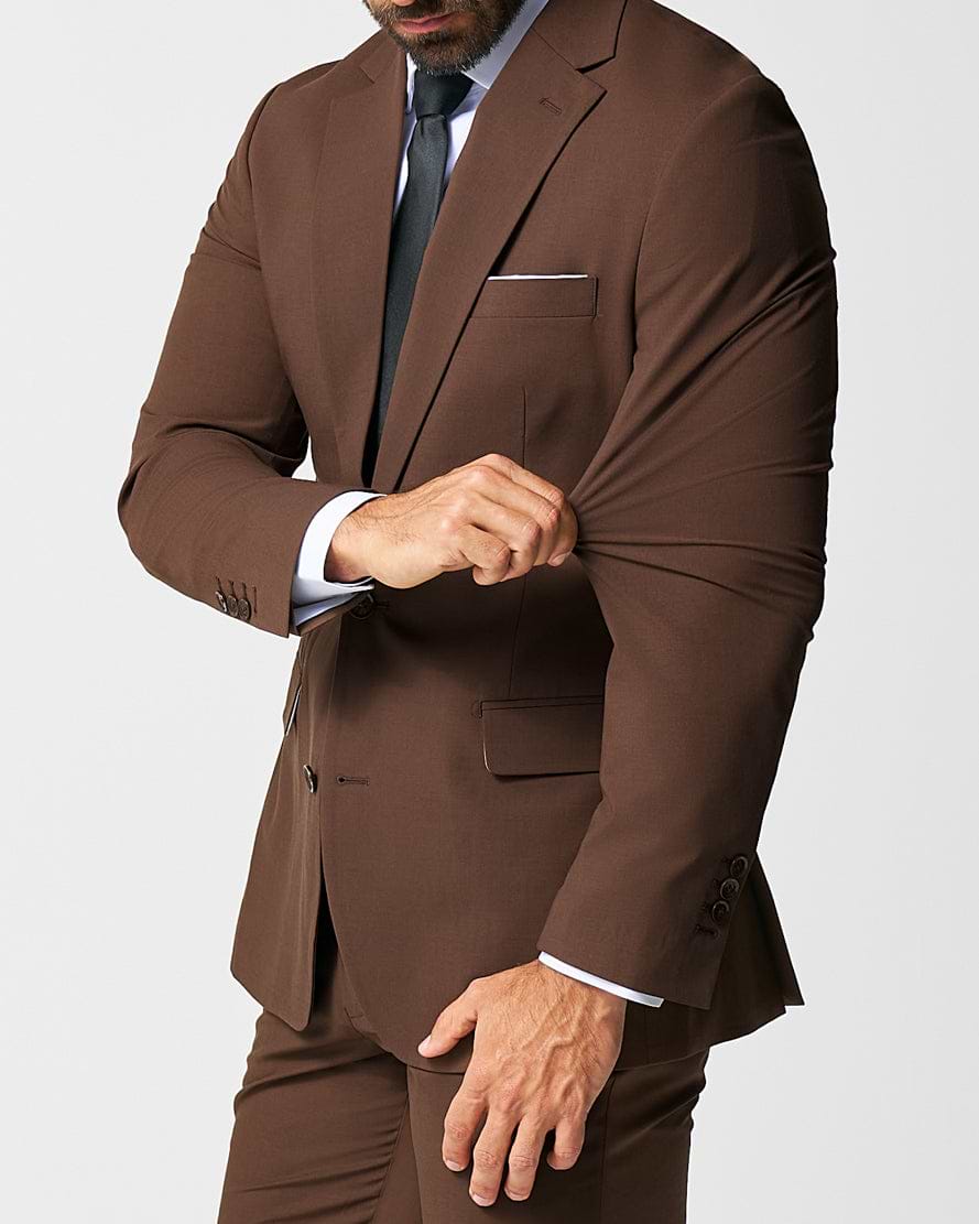 Athletic Fit Stretch Suit - Lightweight Heathered Chocolate