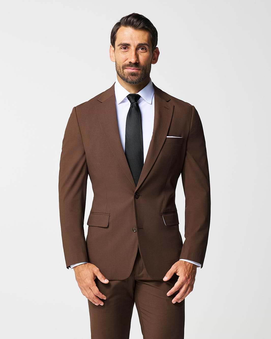 Athletic Fit Stretch Suit - Lightweight Heathered Chocolate