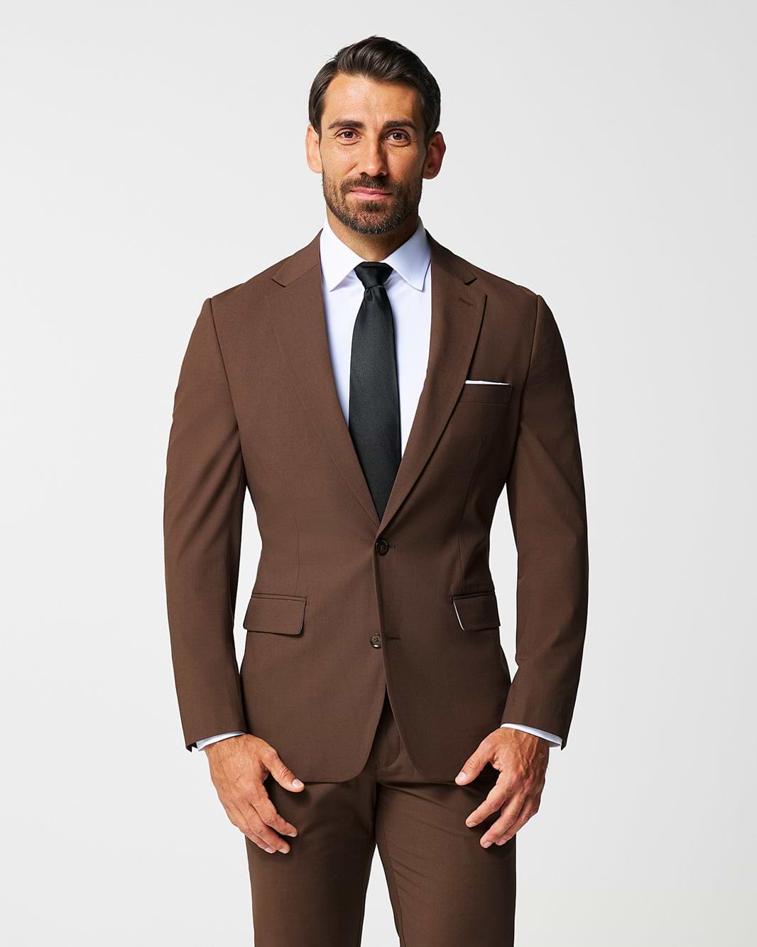 Athletic Fit Stretch Suit - Lightweight Heathered Chocolate