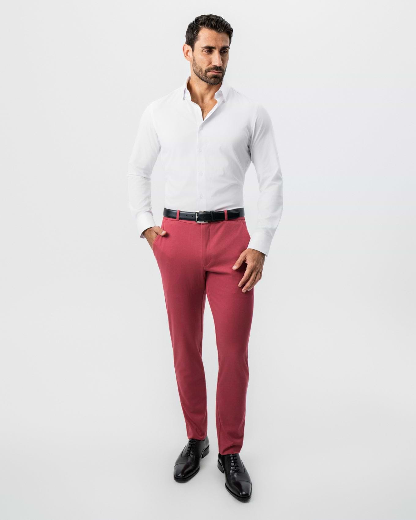Athletic Fit Stretch Suit - Solid Crimson