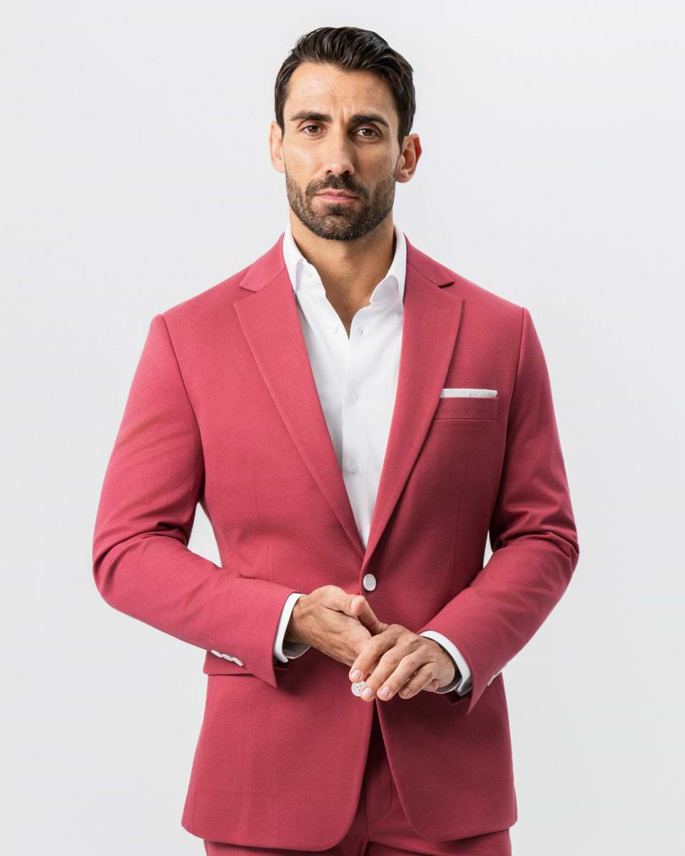 Athletic Fit Stretch Suit - Solid Crimson