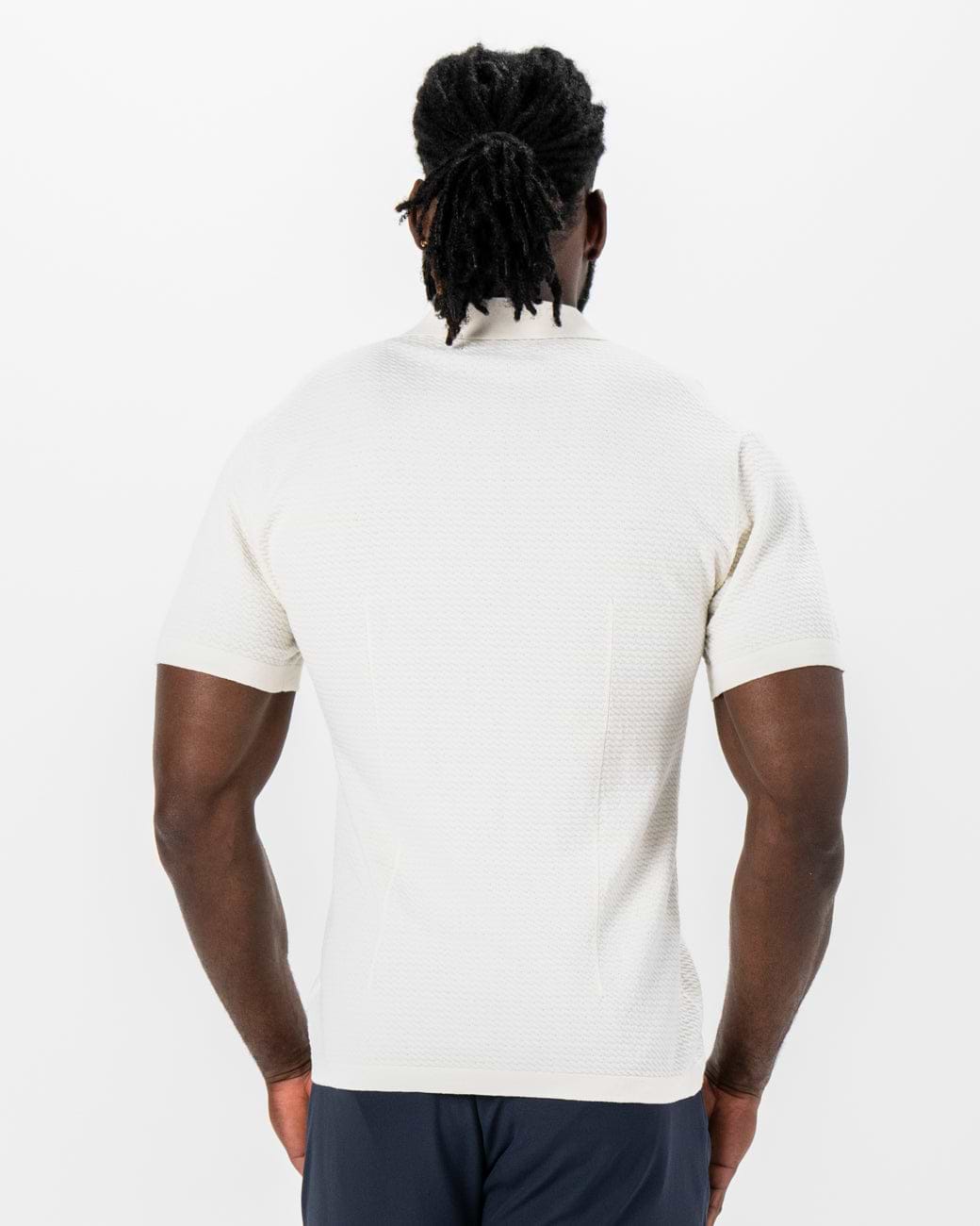 Textured Knit Short Sleeve Button Down - Tan