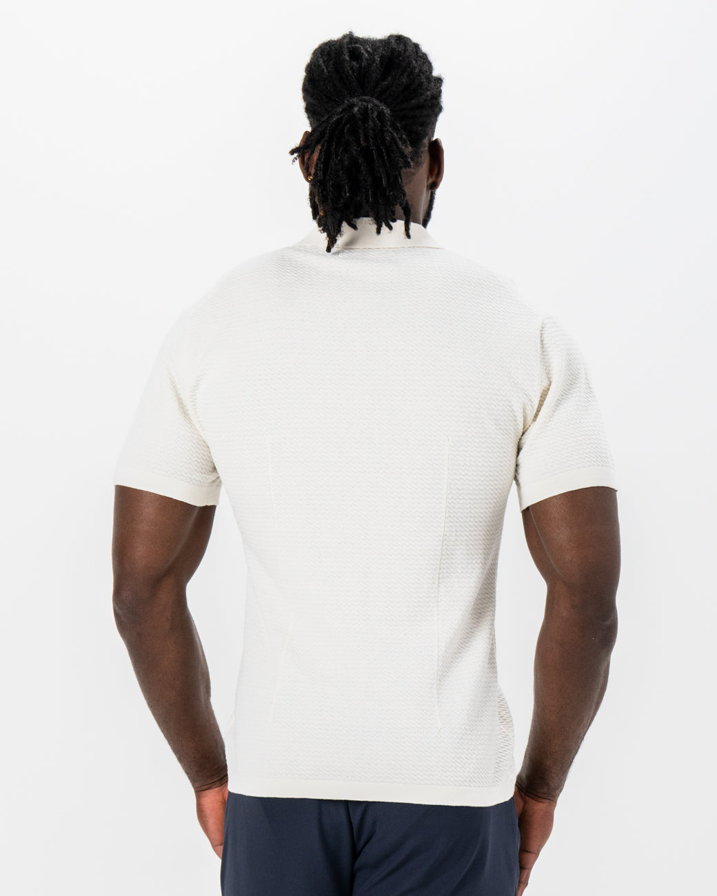 Textured Knit Short Sleeve Button Down - Tan