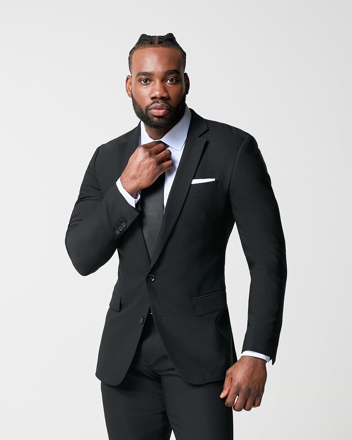 Athletic Fit Stretch Blazer - Heathered Black