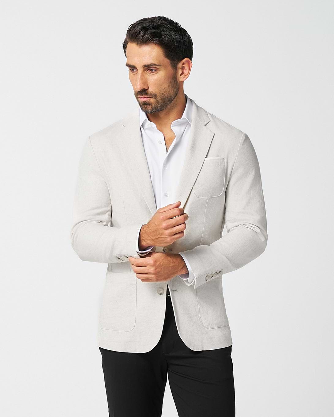 Unstructured Linen Blazer - Cream