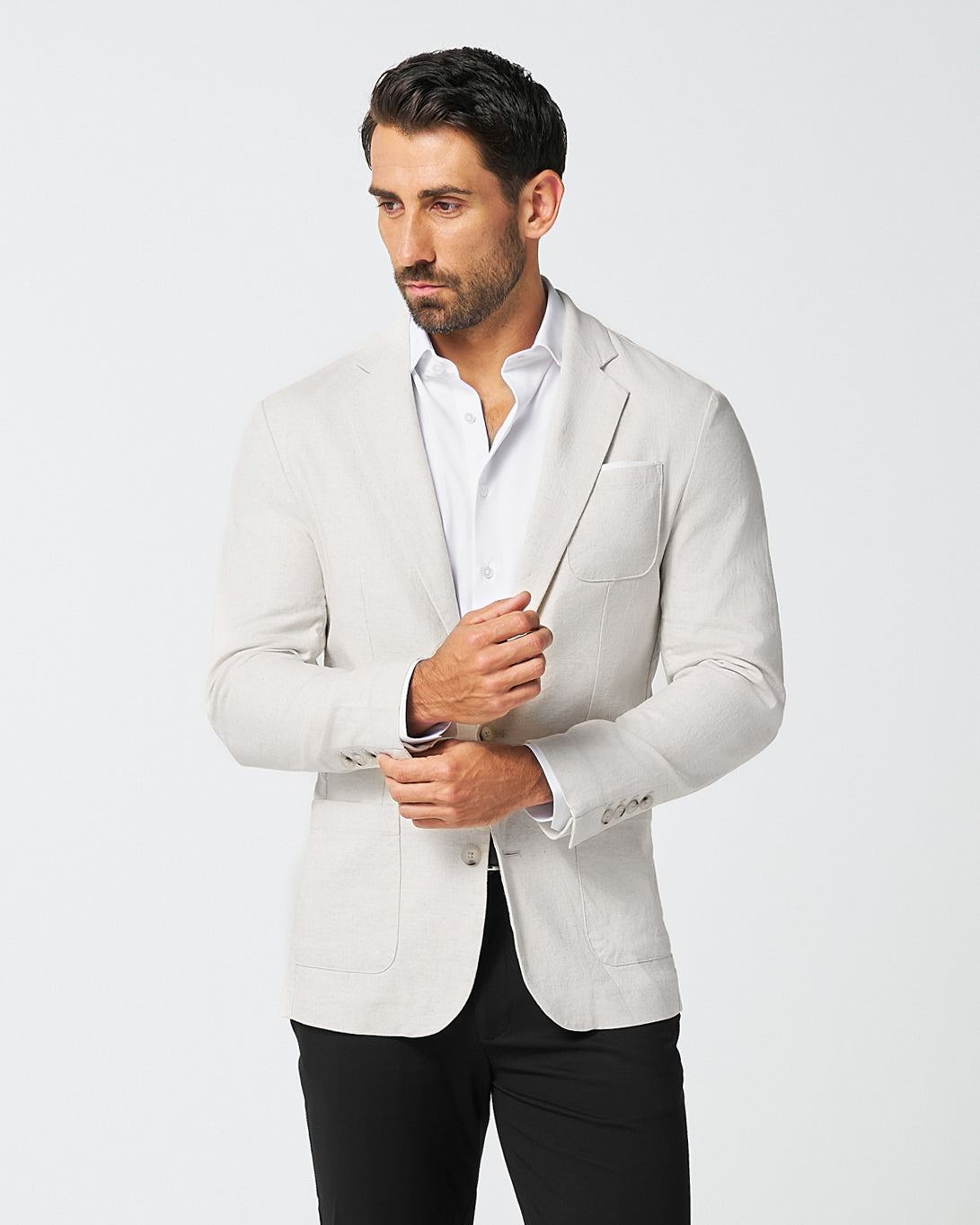 Unstructured Linen Blazer - Cream