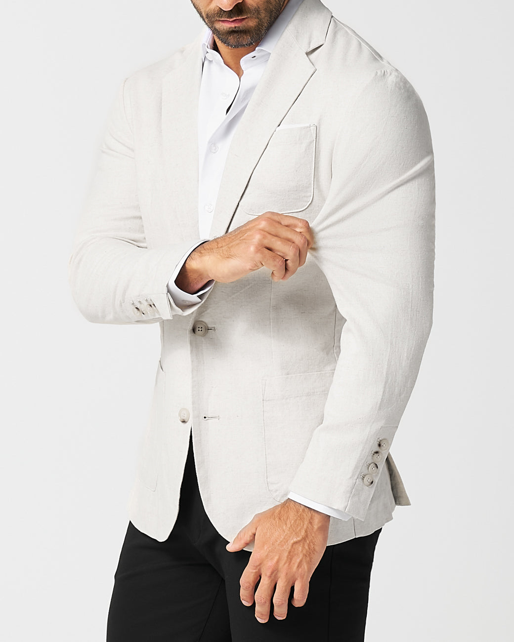 Unstructured Linen Blazer - Cream