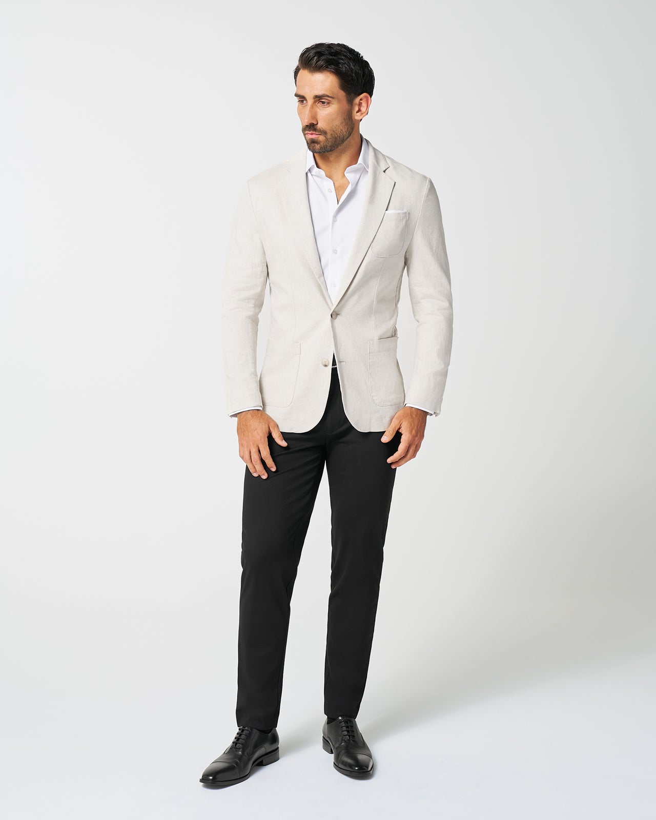 Unstructured Linen Blazer - Cream