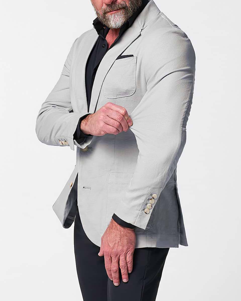 Unstructured Linen Blazer - Light Grey