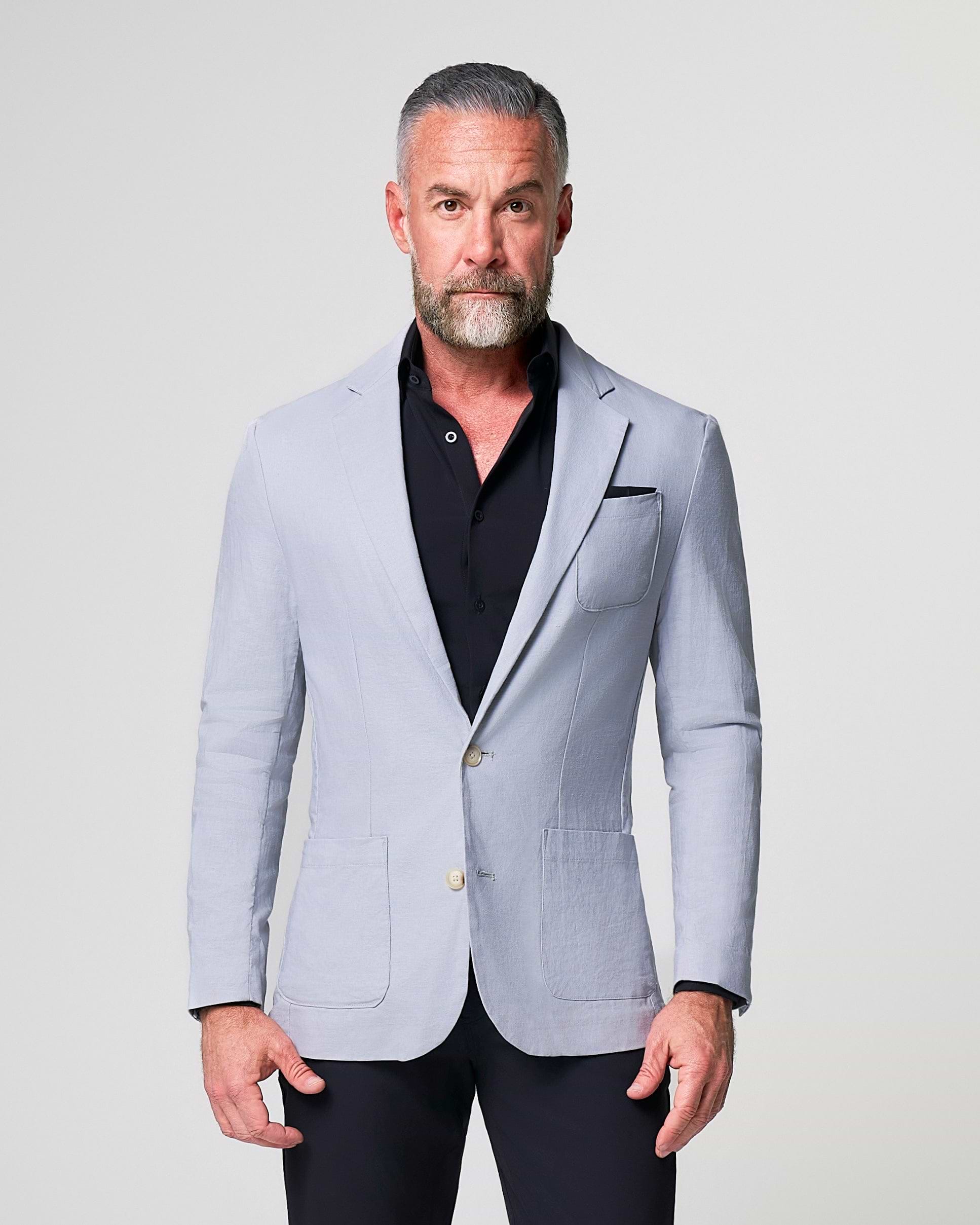 Unstructured Linen Blazer - Light Grey